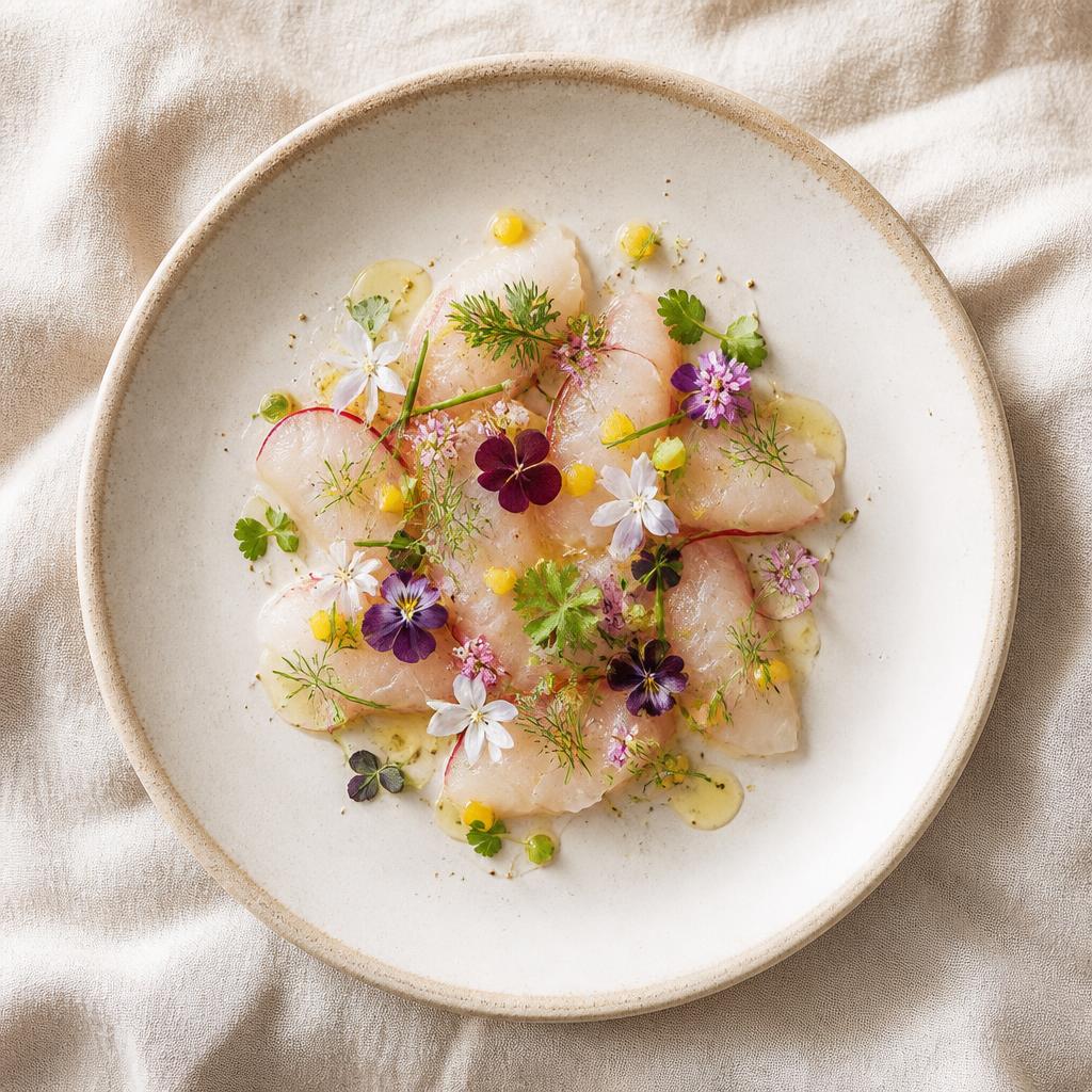 Kingfish crudo with shiso & finger lime