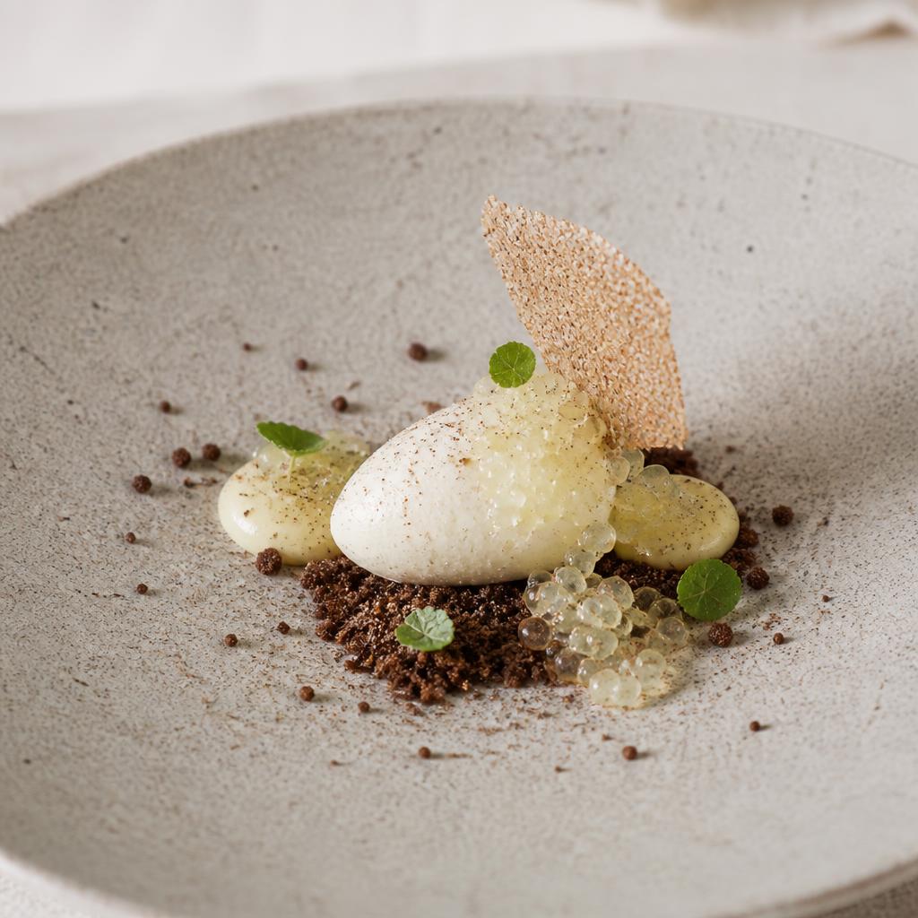 Wattleseed parfait, finger lime & lemon balm