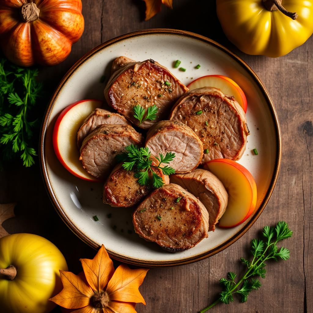 Coriander seed pork with parsley & apple