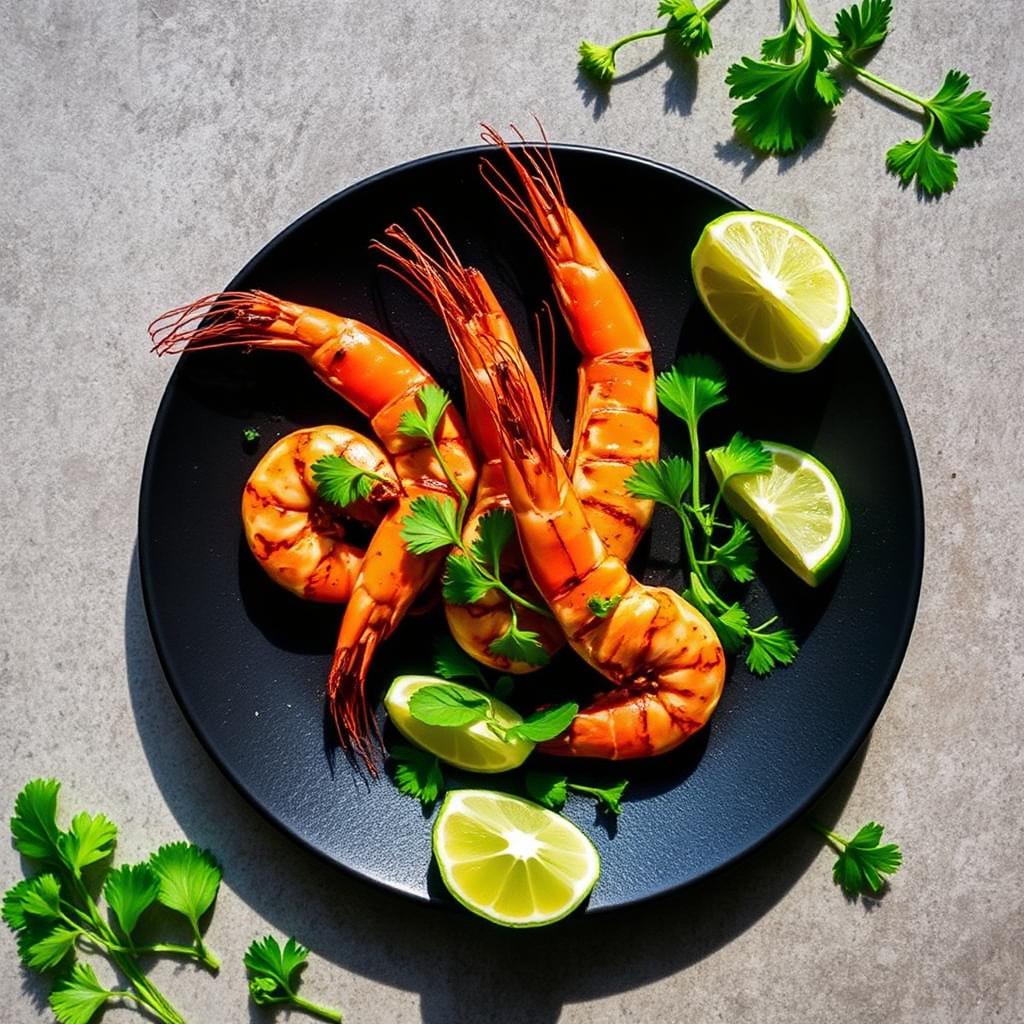 Coriander & lime grilled prawns