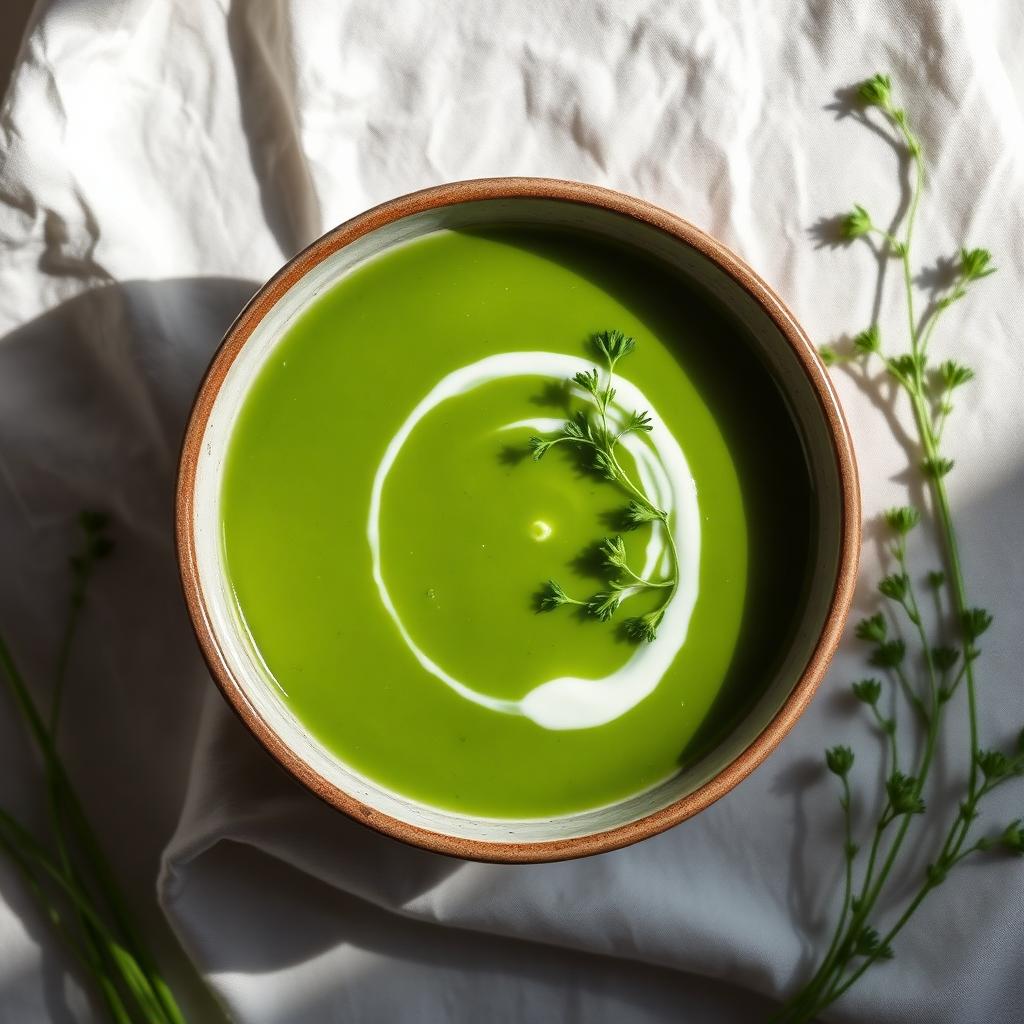 Sorrel & chervil soup with creme fraiche